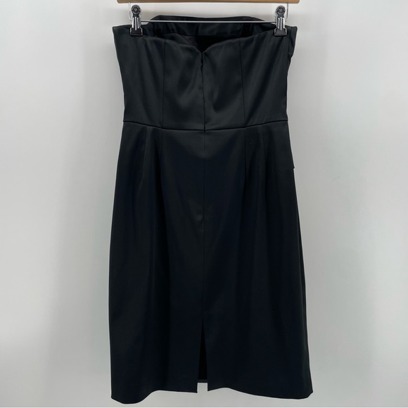 WHBM White House Black Market Strapless Dress Black Sateen 4 - Picture 4 of 7